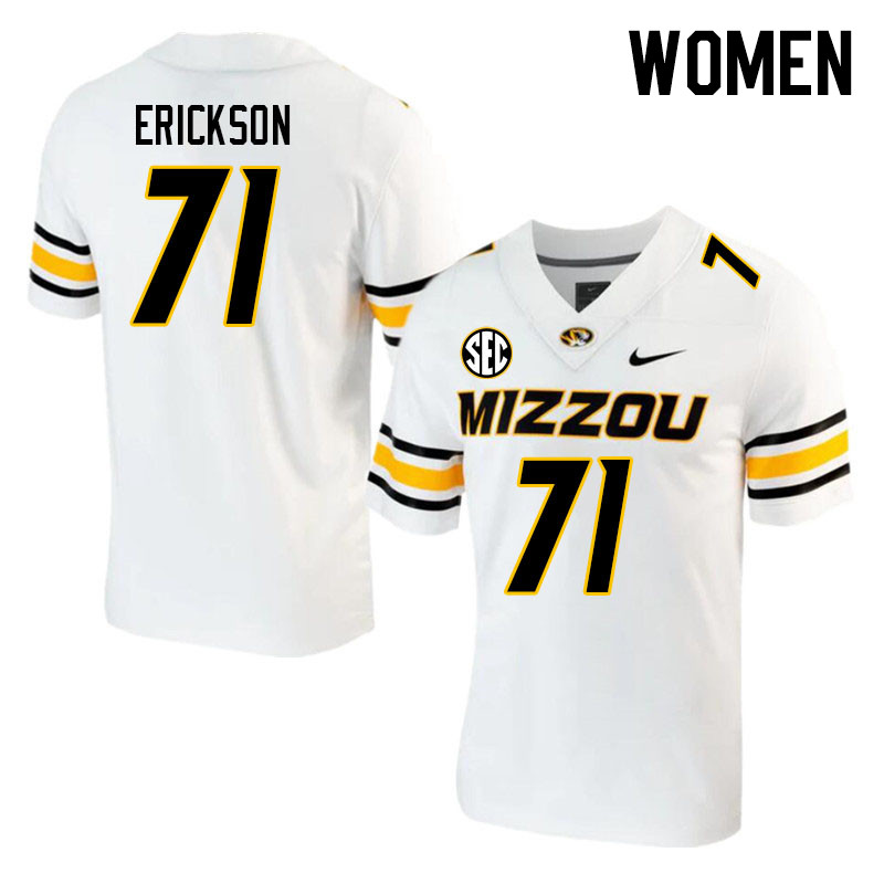 Women #71 Valen Erickson Missouri Tigers College 2023 Football Stitched Jerseys Sale-White